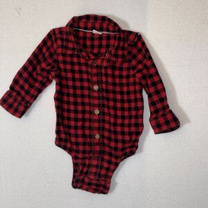 Baby gap Buffalo Plaid One Piece Button Up‎ Shirt 6 To 9 Months